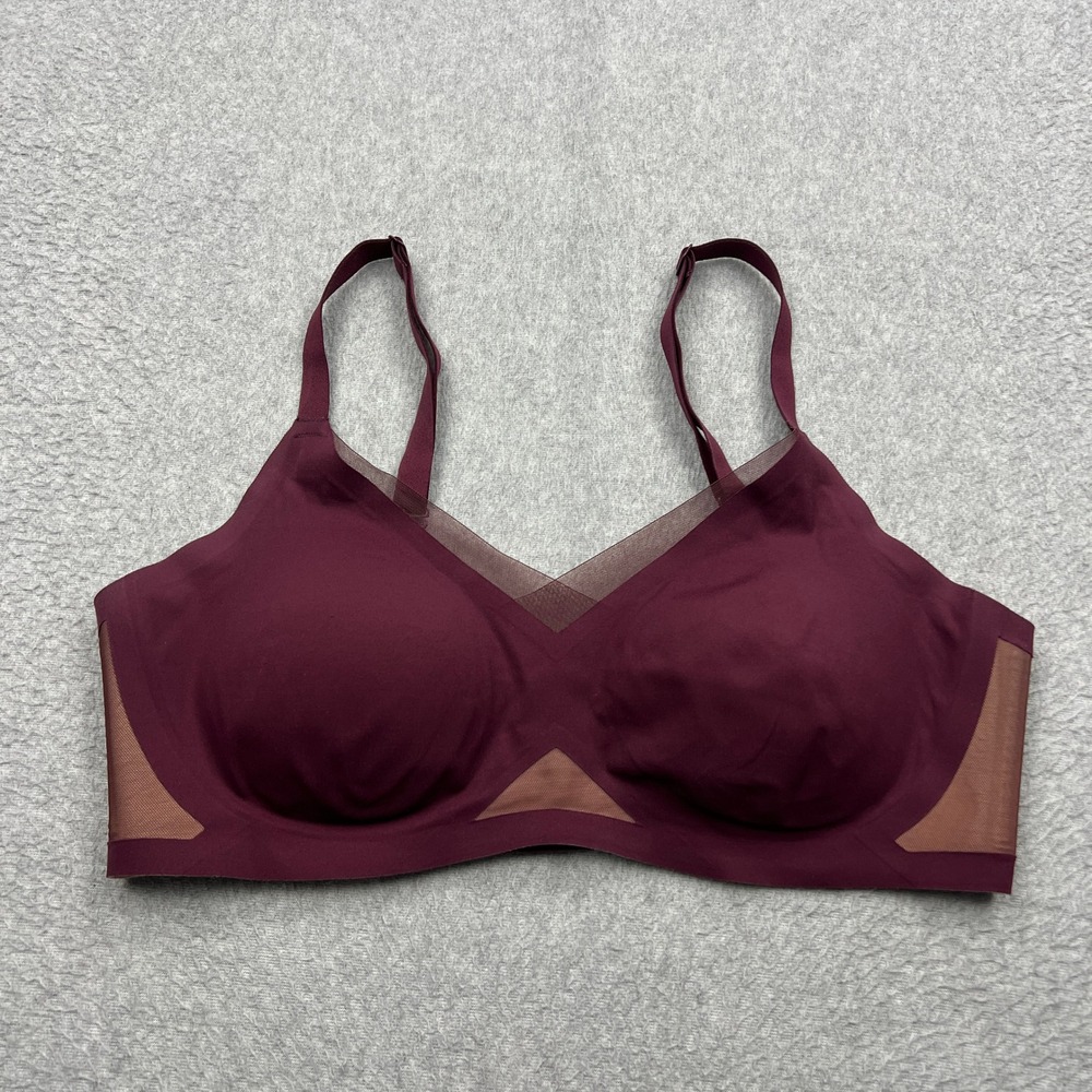 Honeylove Crossover Bra Womens Medium Fig Burgundy Mesh Clasp Wire-Free LWBR0302